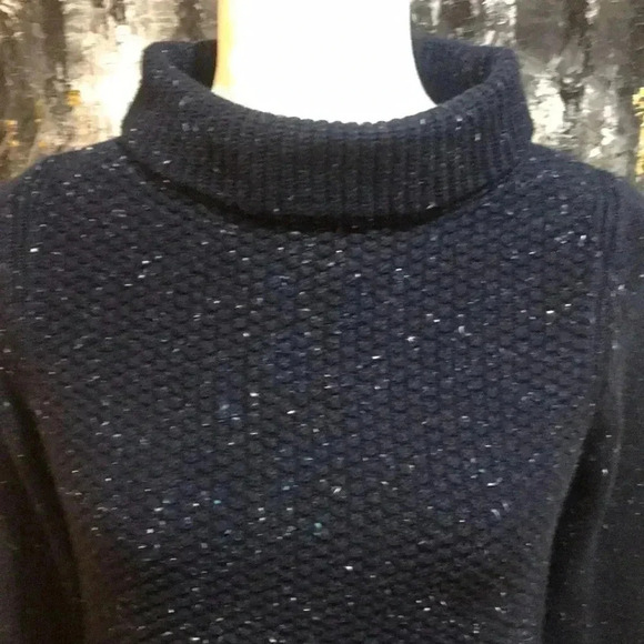 Talbots Cotton Blend Navy Blue Specks Cowl Neck Sweater-Size P - Picture 6 of 7